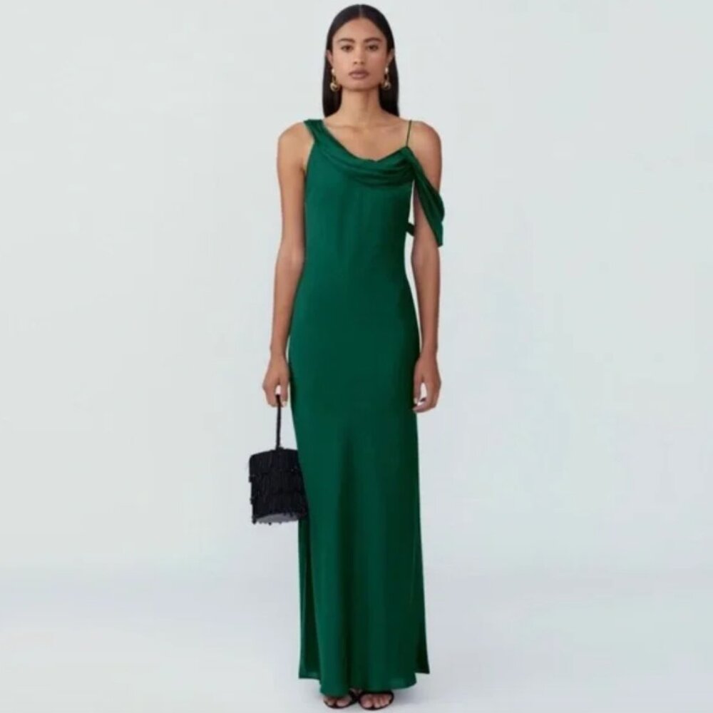 FAME and PARTNERS Francois Drape Gown Dress Size 2 Green